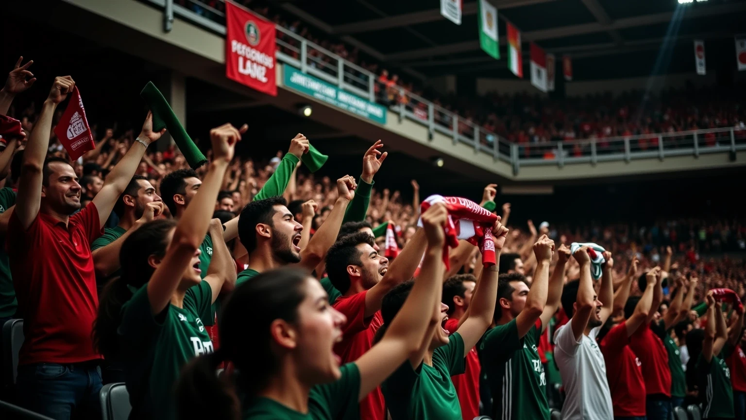 Tifosi appassionati durante un derby di basket italiano al palasport