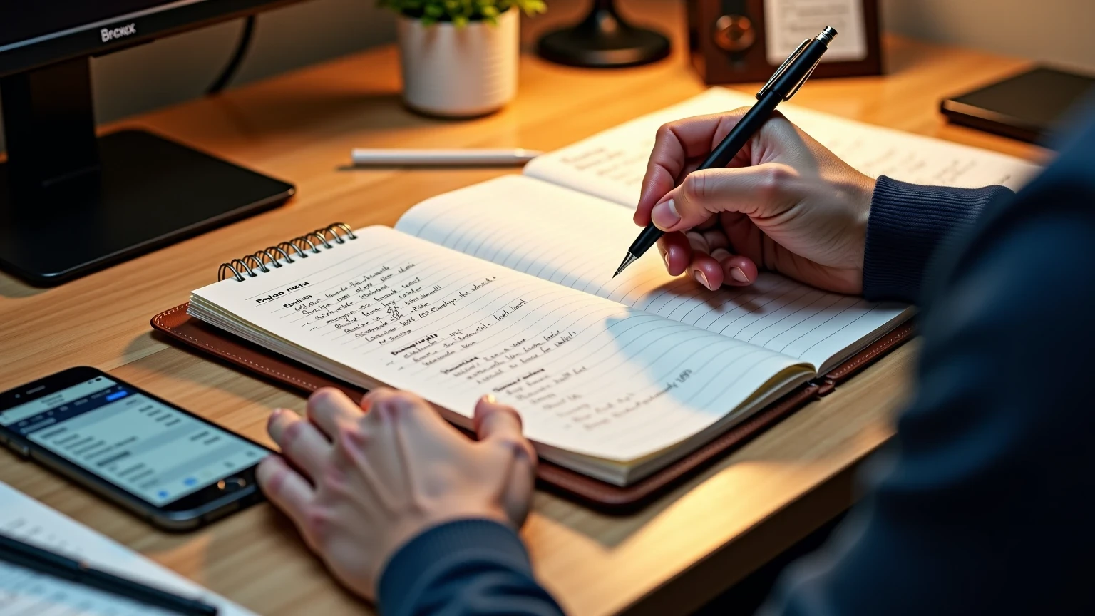 Persona che organizza il proprio budget per scommesse sportive con blocco note