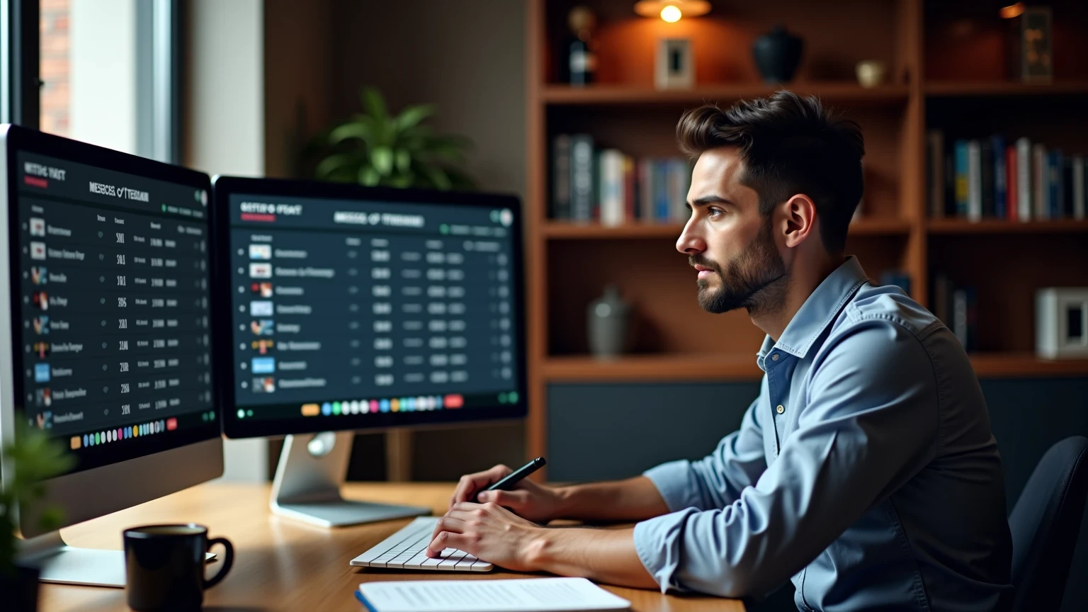 Analista sportivo che studia strategie di scommesse su basket con documenti e computer